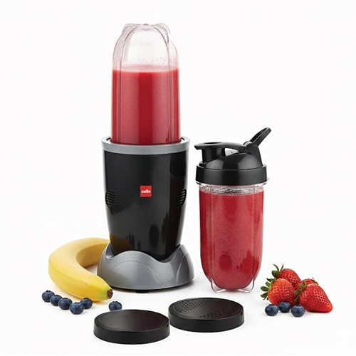 Image of Cello Trion Nutri Max Pro 2J Juicer Mixer Grinder 500W, Black | 1 Blended Jar 500ml + 1 Sipper Bottle 500ml, Copper Motor | Juicer Mixer Grinder For Kitchen | 2 Years Manufacturing Defects Warranty