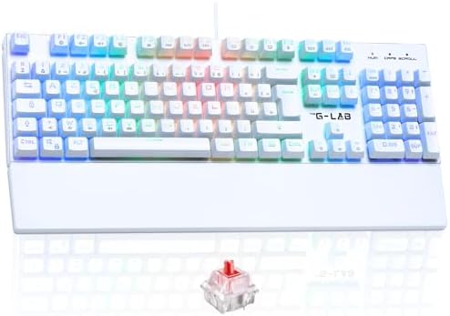 Produits high tech 54 The G-Lab - Keyz Rubidium Blanc - Clavier Mecanique USB, AZERTY, RGB 100% Personnalisable, Anti-Ghosting, Repose-Poignet - Clavier Gamer Blanc, Switch Red Interchangeable - PC, PS4, PS5, Xbox – New