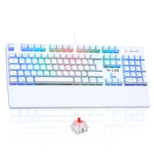 The G-Lab - Keyz Rubidium Blanc - Clavier Mecanique USB, AZERTY, RGB 100% Personnalisable, Anti-Ghosting, Repose-Poignet - Clavier Gamer Blanc, Switch Red Interchangeable - PC, PS4, PS5, Xbox – New