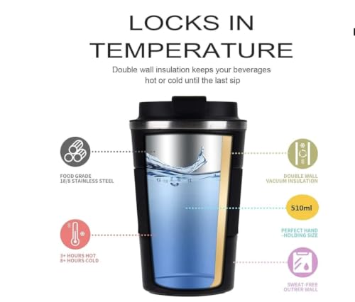 Image of Aeon Travel Mug, Insulated Coffee Cup with Leakproof Lid,Vacuum Insulation Stainless Steel Reusable for Hot Cold Coffee, Non-Slip Protective Cover (Pink)
