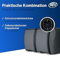 REV AquaForm, Doppelsteckdose-Feuchtraumsteckdose, IP44, Aufputz, anthrazit – Ansicht 3
