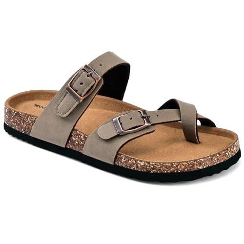 Image of Torotto Boys Girls Sandals with Cork Footbed Adjustable Buckle Casual Flip Flops Sandals Open Toes Flat for Kids Toddler