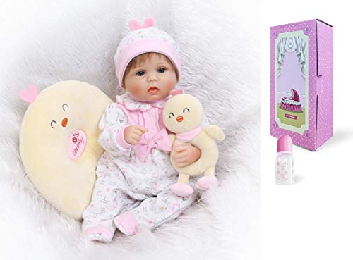 Pinky Reborn 17 Pulgadas 42cm Reborn Dolls Vinilo Silicona Suave Renacer Bebé Realista Muñecas Bebé Boca Magnética con Juguete de Pollito