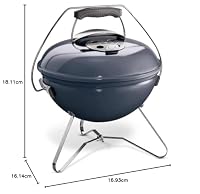 Weber Smokey Joe Premium Holzkohlegrill, Ø 37cm Grillfläche, portabeler BBQ Grill mit praktischem Tragebügel, porzellanemaillierten Deckel & Kessel - Slate Blue (1126804) (Packung mit 2) – Ansicht 9