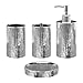 Blue Donuts Bathroom Accessories Set, Toothbrush Holder, Soap Dispenser, Silver, Ceramic, 4 Piece