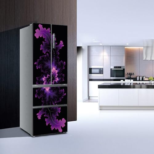 Cubiertas para nevera con diseño de hojas moradas y acabado lavable de alta gama 4