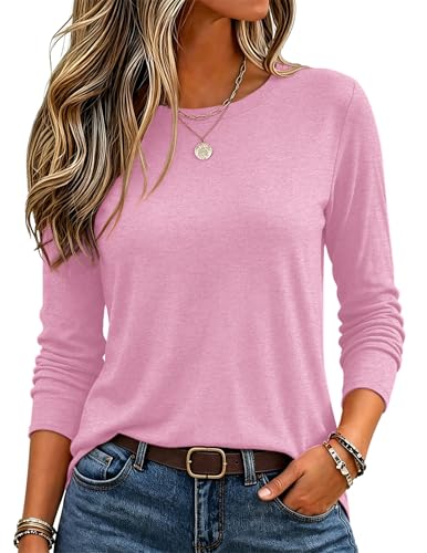 Zeagoo Women's Casual Shirts Long Sleeve Tops Crewneck Tshirts Fall Clothes