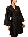 ❤Glatt und weich Sommer Morgenmantel für Frauen. Diese Bademäntel sind ideal für Menschen jeden Alters. Machen Sie es sich bequem und sehen Sie stilvoll und sexy aus mit diesem langärmeligen Bademantel. Ein großer Wert, Satin-Stoff gibt Ihnen ein luxuriöses und elegantes Gefühl.