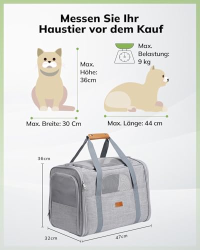 Morpilot Katzentransportbox für große Katzen und Welpen bis 7kg, Katzenbox Hundetasche mit Sicherheit Reißverschlüsse Faltbare Schale, Transportbox Katze Hunde für Der Gang zum Tierarzt Auto-6