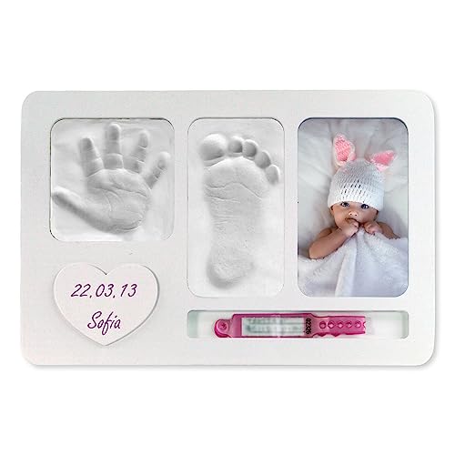 iPiccoli | Cadre pour Empreintes Mains et Pieds Nouveau-né. Design Simple. Cadeau Naissance. Kit Empreintes Enfant. Cadeau Naissance. (30x20cm)