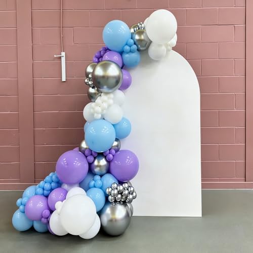 Image of Lukiituke Light Purple Balloons,57Pcs Blue and Silver Balloons, 12in Purple Balloons for Winter Theme, Ice Snow, Birthday, Baby Shower, Wedding Decorations