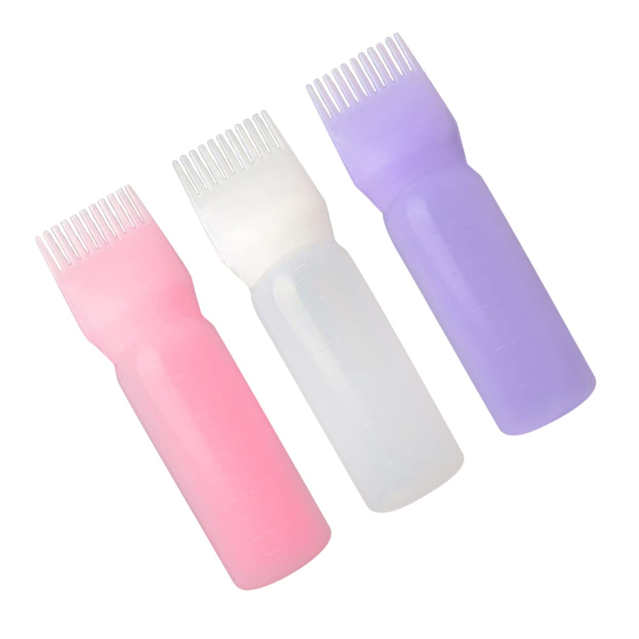 Didiseaon Hair Oil Bottle Combs Scalp Oiling Applicator Combs Graduated Perm Dye Bottles for Hair Salon