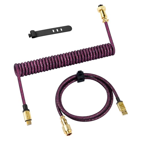 Câble spiralé clavier mécanique ATTACK SHARK rose USB-C accessoire gaming personnalisé