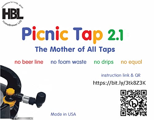 Image of Picnic Tap 2.1 - ready to pour great glasses of beer directly from a keg or growler without beer line and drip tray. Made in USA. Ball Lock Low Profile (LOPRO).