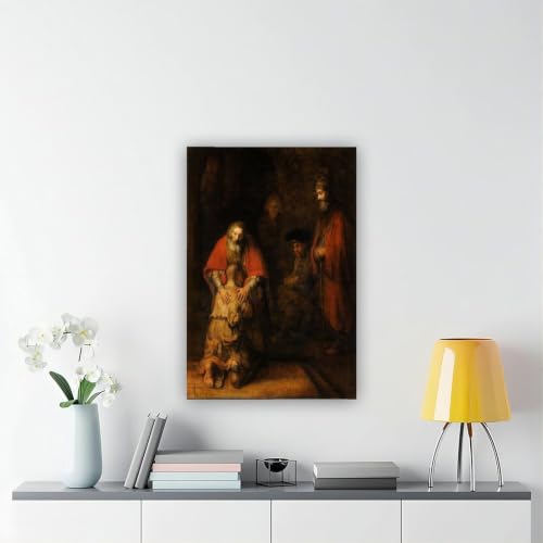 Toile Rembrandt Le Retour du fils prodigue pour déco salon et bureau élégant