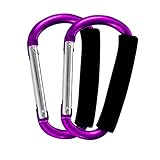 Stroller Hooks by Baby,2 pcs Carabiner Stroller Hook Organizer for Hanging Purses, Diaper Bag, Shopping Bags. Clip Fits Single/Twin Travel Systems, Car Seats and Joggers (Purple)