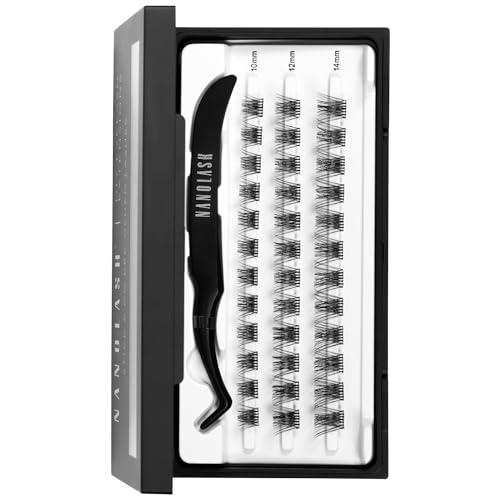 Pestañas autoadhesivas Nanolash - pre glued pestañas, pre-pegadas pestañas en racimos, DIY pestañas postizas pre glued, pestañas postizas self adhesive kit de extensión (HARMONY)