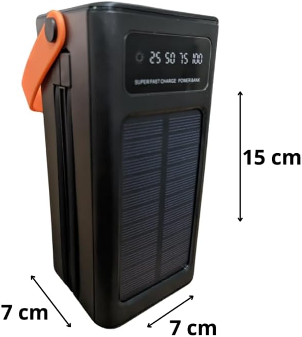 Хажуу тал view of the 50000mAh Solar Power Bank showing the digital display with battery percentage үзүүлэлтүүд.