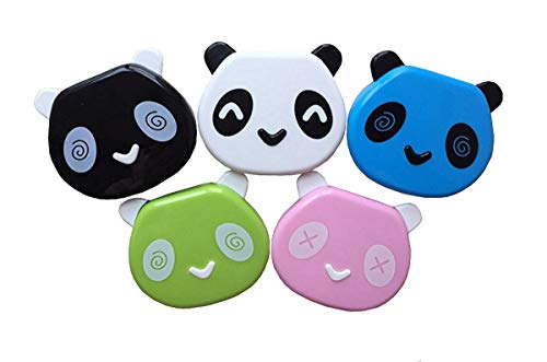 DMtse Cute Panda Simple Contact Lens Travel Case Container Kit Set with Mirror Bottle with Tweezers Container Holder
