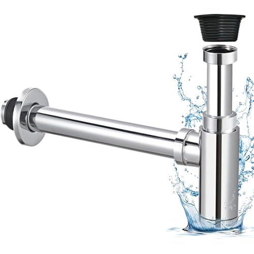 GOEDCH Siphon Universel Anti-Odeur: Syphon Lavabo Reglable avec Orifice de Nettoyage, 1 1/4 Siphon Lavabo Salle de Bain avec Bonde Lavabo pour Lavabo et...
