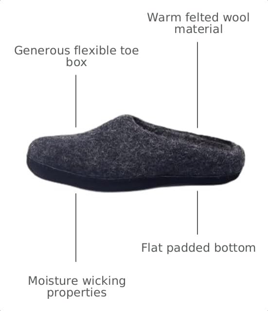 Image of Nootkas Felted Merino Wool 'Astoria' Mule House Slipper for Men and Women