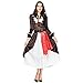 dmsc Pirate Robe décolletée Mode féminine Halloween Pirates des Caraïbes Jeu, vêtements cos Costume médiéval. (Couleur : A, Taille : One Size)