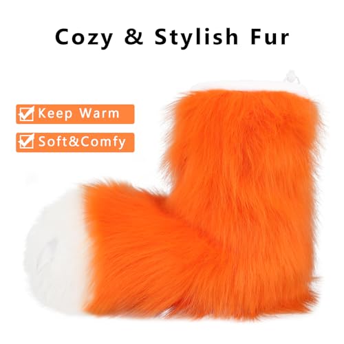 Image of Animal Fuzzy Slippers Bear Cat Wolf Dog Fox Fursuit Feet Paw Claw Shoes Furry Boots Costume Accessories for Adult Kids
