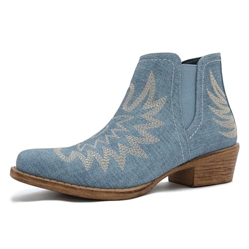 Image of GLOBALWIN Women's Cowgirl Boots Pull On Ankle Booties