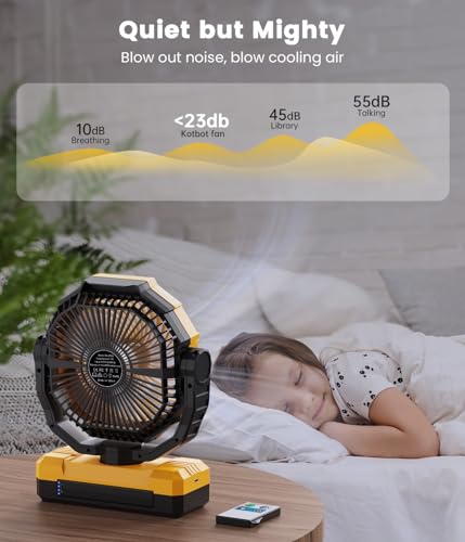 24000mAh Detachable Battery Camping Fan - 3-in-1 Portable Camping Fans with LED & Remote - 4 Speeds Battery Operated Outdoor Fan for Tent,Office,Jobsite,Workshop,Travel - Image 6