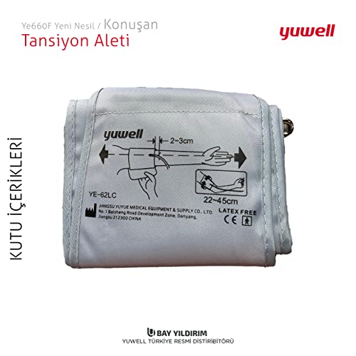 Image of Yuwell Digital Blood Pressure Monitor, Model YE-660F, Large LCD Display, Voice Broadcast, 90 Memory Storage, XL Cuff