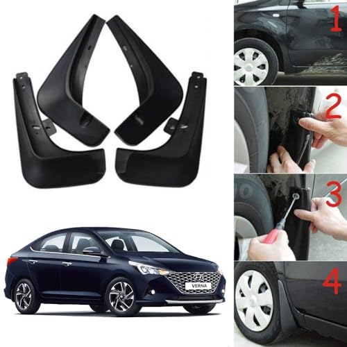 Image of Oshotto (O.E.M Fitting Cup Type) Mud Flap /Splash Guard Compatible with Hyundai Verna 2020-2023 (Set of 4)