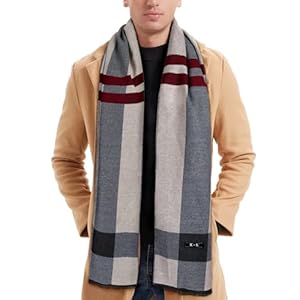 Men Scarf Winter – Men Warm Tartan Scarves Classical Cashmere-like Plaid Knitted Long Scarf Shawl Neck Wrap