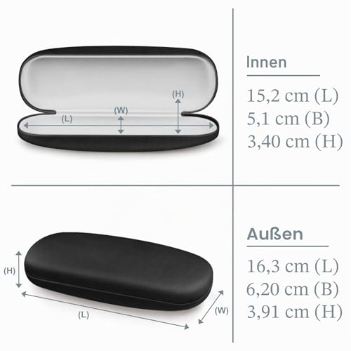 FINTIE Hardcase Brillenetui - Tragbare Hartschale Brillenetui mit Brillenputztuch - Etui für Brillen und Sonnenbrille, Schwarz