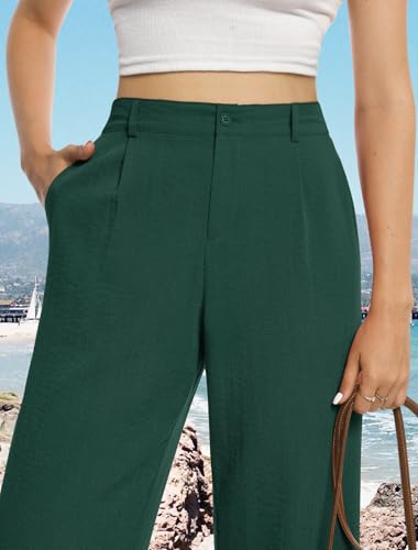 Image of Feiersi Womens Casual Wide Leg Pants High Waisted Button Down Straight Long Trousers Palazzo Pants