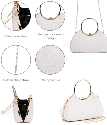 Image of INOVERA (LABEL) Hand Clutches for Women and Girls - Stylish Ladies Party Wedding Clutch Purse with Ring Handle and Chain Strap