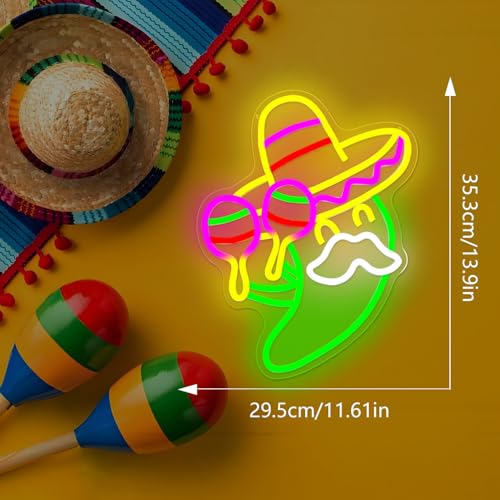 Image of Mexican Neon Sign Cinco De Mayo Led Sign Dimmable Fiesta Party Neon Lights Taco Party Neon Light Sign for 5 De Mayo Mexican Party Decorations Gifts
