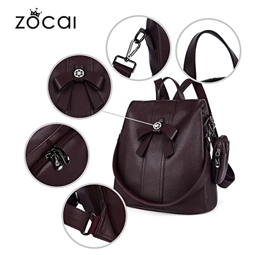 Image of ZOCAI Backpack Purse for Women Fashion Backpack Purses PU Leather Daypacks Anti-Theft Shoulder Bag Satchel Purse