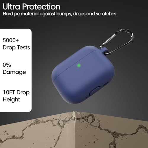 Image of Sounce Earphone Case Cover Compatible with Airpods Pro 3 / 3rd Generation TWS Soft Silicone Skin Case Cover Shock Absorbing Protective Case with Keychain [Front LED Visible] - Blue