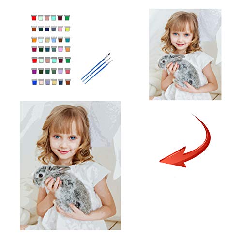 Pintura por Números Foto Custom DIY Personalizado Cuadros Lienzos para Pintar Numeros Embroidery Kit, Para la Home Decoración de pared Artesanía, Alrededor de 42 colores 30 * 40cm sin marco Cover