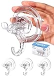 Antimbee 3 Pack Suction Cup Hooks, Clear Suction Cup Hanger, Removable Small Suction Cups for Shower, Bathroom, Glass, Door, Windows, Kitchen-Max Hanging up to 11 lbs on Smooth Surface