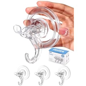 Antimbee 3 Pack Suction Cup Hooks, Clear Suction Cup Hanger, Removable Small Suction Cups for Shower, Bathroom, Glass, Door, Windows, Kitchen-Max Hanging up to 11 lbs on Smooth Surface