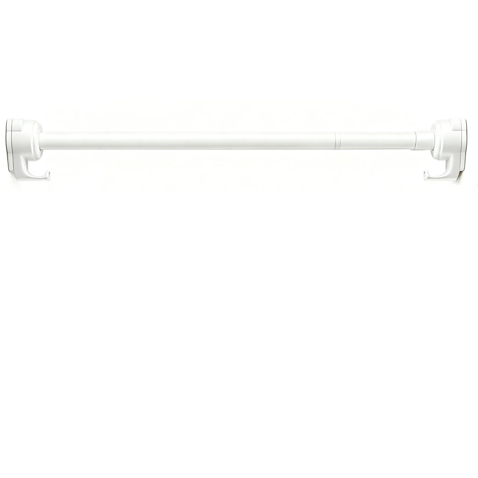 No drill curtain rods, closet rods for hanging clothes with Built-in Hooks, Anti-Slip End Caps for Bathroom Window Closet(White,95-150cm/37-59in)