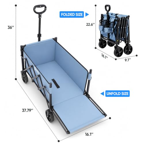 Sekey Collapsible Wagon with Tailgate, 300 lb Capacity, 38 in Cargo Length - image 8