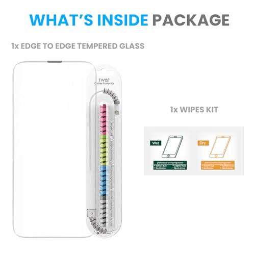 Image of ArmourPro Military-Grade Borderless Tempered Glass for iPhone 14 Plus and 13 Pro Max (6.7 Inch) with Edge to Edge Protector Coverage, Cable Protector and Easy Installation Kit | Anti Dust Mesh Filter