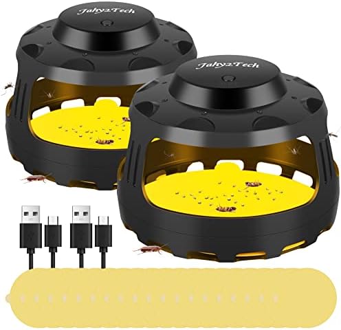 2 Pack Flea Traps for Inside Your Home with Light, Flea Killer Trap Pad Bed Bug Traps with 20 Glue Discs Odorless flea Light Trap for Ants,Cockroaches,Tick,Flea,Bug Catcher,Roach