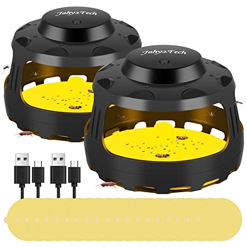 2 Pack Flea Traps For Inside Your Home With Light, Flea Killer Trap Pad Bed Bug Traps With 20 Glue Discs Odorless Flea Light Trap For Ants,Cockroaches,Tick,Flea,Bug Catcher,Roach #TOP19