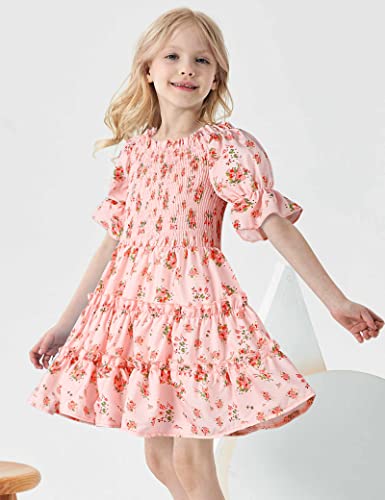 Toddler Girl Dress Square Neck Puff Sleeve A-Line Toddler Floral Dresses Summer Dresses for Toddler Girls 2-6T3