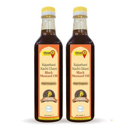 Image of KISAANSAY Pure Cold Pressed Black Mustard Oil 2L|Unrefined,Non-Hydrogenated|A1 Grade Black Mustard Seeds|Kolhu /Kacchi Ghani /Checku|Good For Heart health (2L)