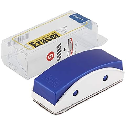 Magnetic Whiteboard Eraser, 5 Cleaning Cloths Included, Ideal for The Office, Home or School use Cover