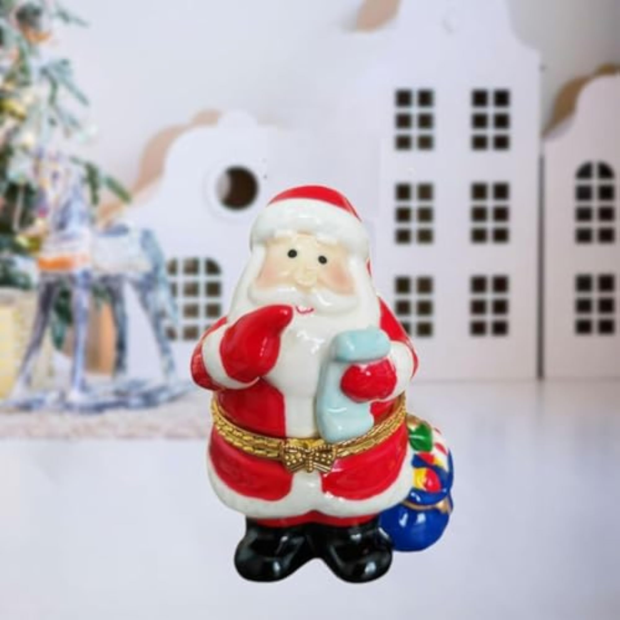 3x Christmas Jewelry Trinket Box Hinged Ceramic Holder